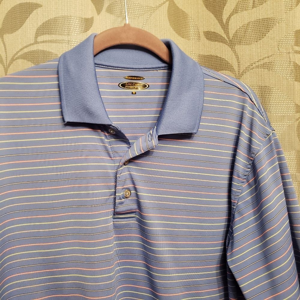 Men's Lone Cypress Pebble Beach Striped Golf Shirt Size M - Picture 2 of 11